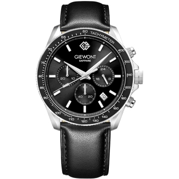 Zegarek męski Giewont GW3520-A4 Chronograph Sapphire na pasku czarnym, czarna tarcza