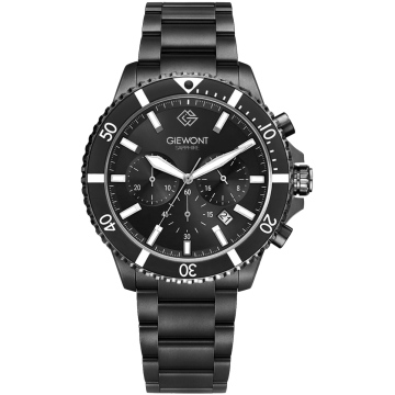 Zegarek męski Giewont GW3970-B4 Chronograph Sapphire na bransolecie czarnej, czarna tarcza