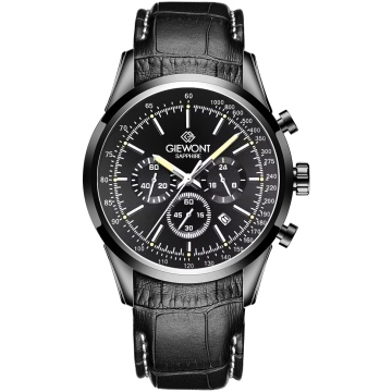 Zegarek męski Giewont GW7650-A4 Chronograph Sapphire na pasku czarnym, czarna tarcza