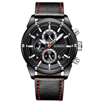 Zegarek męski Giewont GW8810-A1 Chronograph Sapphire na pasku czarnym, czarna tarcza