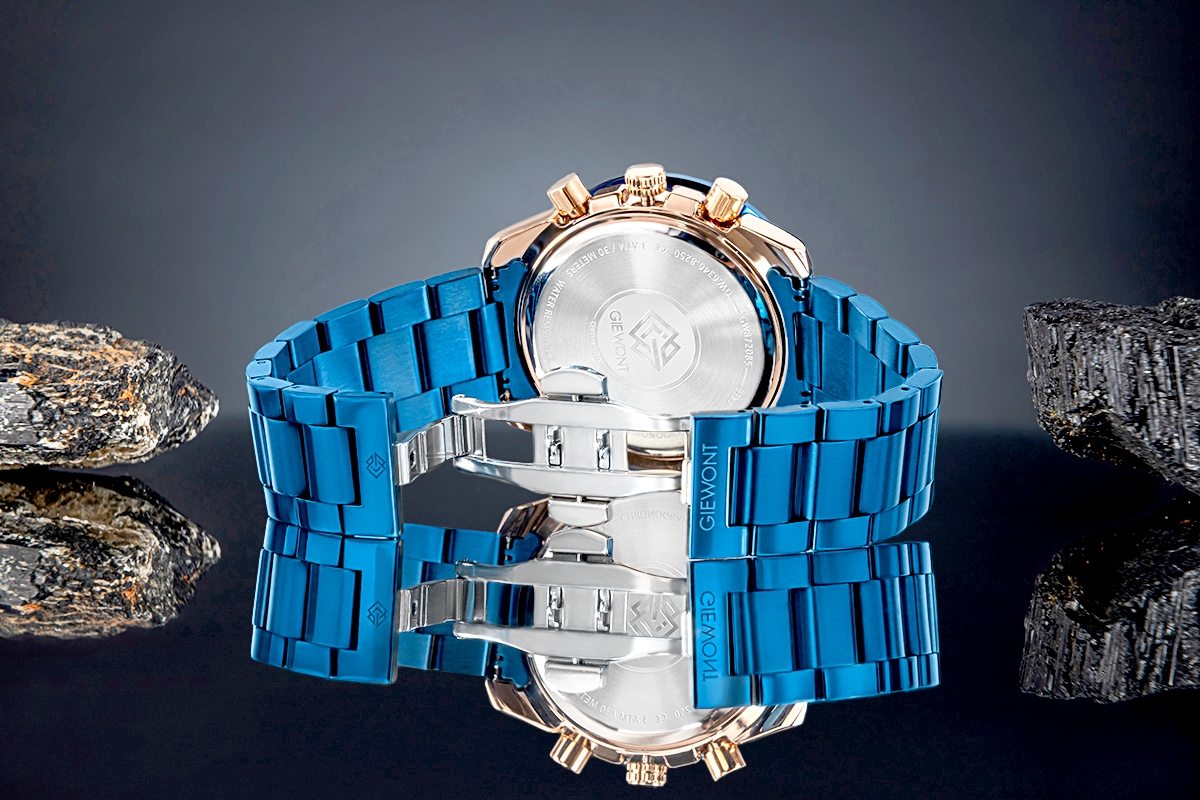 Zegarek męski Giewont GW8720-B5 Chronograph Sapphire na bransolecie niebieskiej, niebieska tarcza - zdjęcie 6 Zegarek męski Giewont GW8720-B5 Chronograph Sapphire na bransolecie niebieskiej, niebieska tarcza - zdjęcie 6