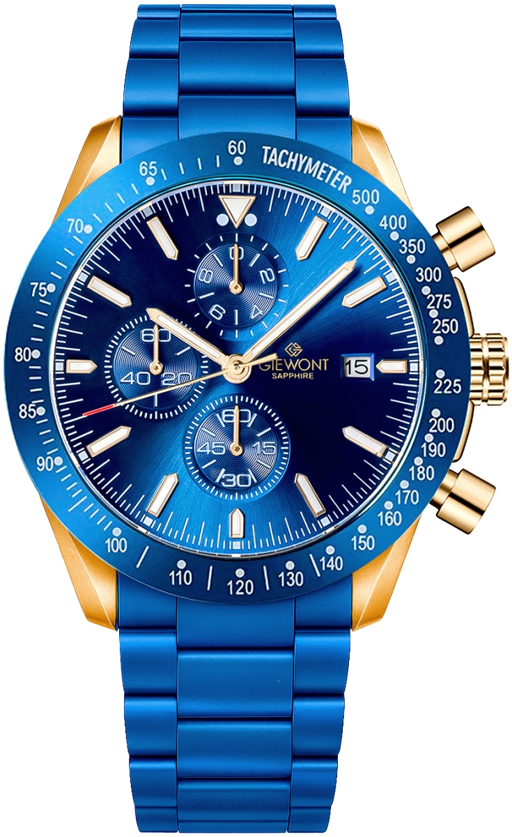 Zegarek męski Giewont GW8720-B5 Chronograph Sapphire na bransolecie niebieskiej, niebieska tarcza Zegarek męski Giewont GW8720-B5 Chronograph Sapphire na bransolecie niebieskiej, niebieska tarcza
