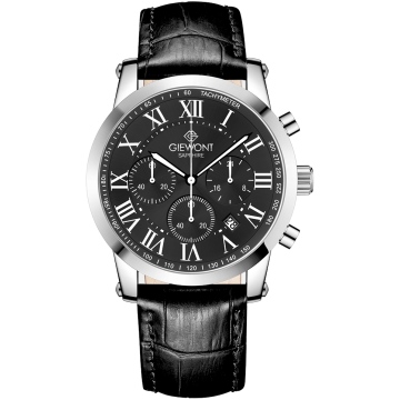 Zegarek męski Giewont GW6260-A2 Chronograph Sapphire na pasku czarnym, czarna tarcza