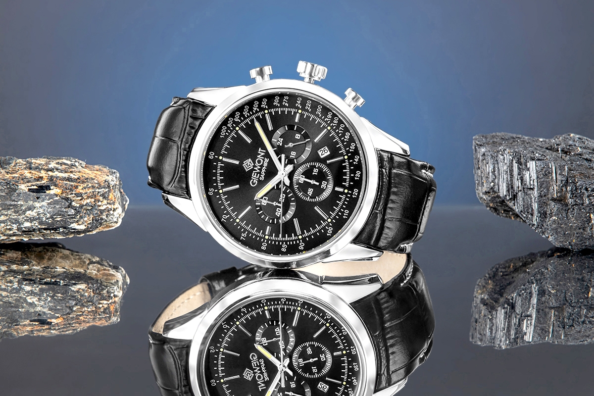 Zegarek męski Giewont GW7650-A2 Chronograph Sapphire na pasku czarnym, czarna tarcza - zdjęcie 6 Zegarek męski Giewont GW7650-A2 Chronograph Sapphire na pasku czarnym, czarna tarcza - zdjęcie 6