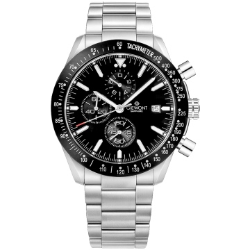 Zegarek męski Giewont GW8720-B2 Chronograph Sapphire na bransolecie srebrnej, czarna tarcza