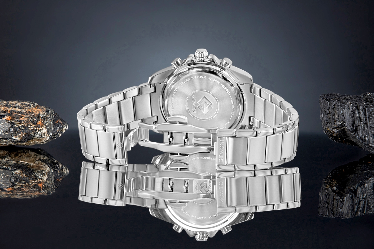 Zegarek męski Giewont GW3970-B3 Chronograph Sapphire na bransolecie srebrnej, niebieska tarcza - zdjęcie 6 Zegarek męski Giewont GW3970-B3 Chronograph Sapphire na bransolecie srebrnej, niebieska tarcza - zdjęcie 6