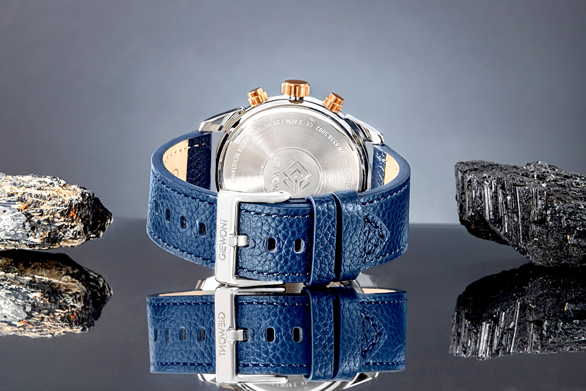 Zegarek męski Giewont GW8810-A2 Chronograph Sapphire na pasku granatowym, niebieska tarcza - zdjęcie 7 Zegarek męski Giewont GW8810-A2 Chronograph Sapphire na pasku granatowym, niebieska tarcza - zdjęcie 7