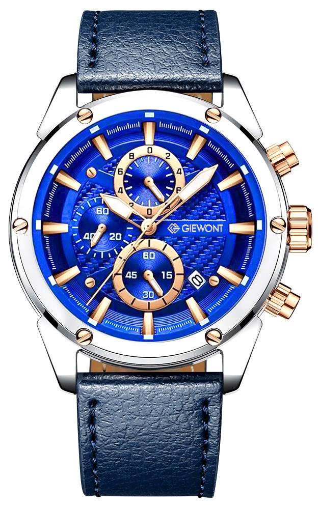 Zegarek męski Giewont GW8810-A2 Chronograph Sapphire na pasku granatowym, niebieska tarcza Zegarek męski Giewont GW8810-A2 Chronograph Sapphire na pasku granatowym, niebieska tarcza