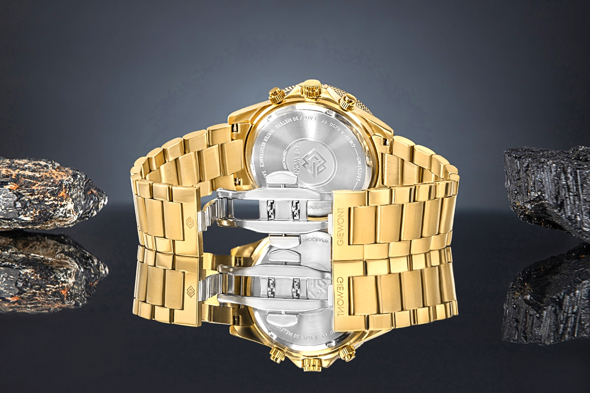 Zegarek męski Giewont GW3520-B6 Chronograph Sapphire na bransolecie złotej, złota tarcza - zdjęcie 6 Zegarek męski Giewont GW3520-B6 Chronograph Sapphire na bransolecie złotej, złota tarcza - zdjęcie 6