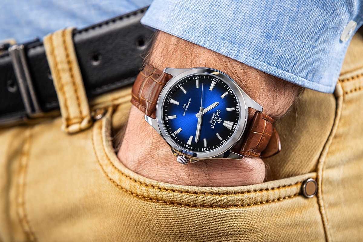 Zegarek Męski Giewont Elegance Sapphire Brązowo Niebieski GW5160-A7 Zegarek Męski Giewont Elegance Sapphire Brązowo Niebieski GW5160-A7