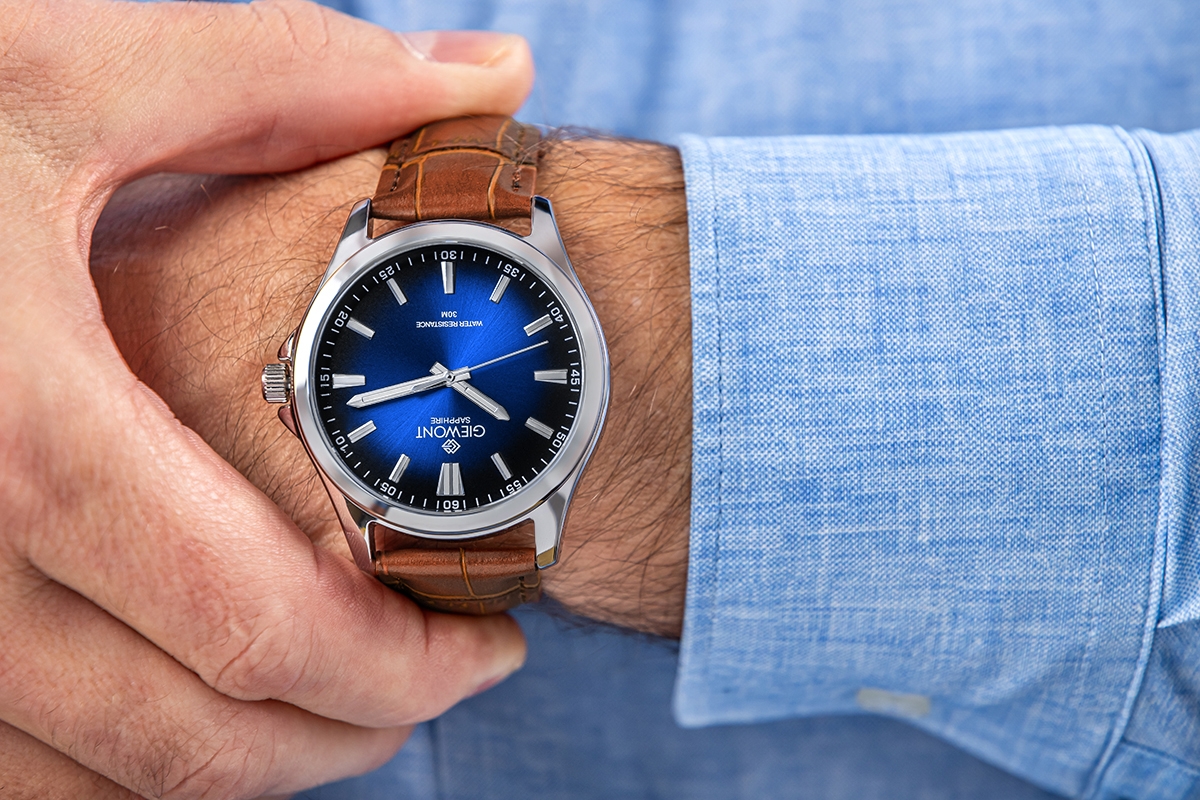 Zegarek Męski Giewont Elegance Sapphire Brązowo Niebieski GW5160-A7 Zegarek Męski Giewont Elegance Sapphire Brązowo Niebieski GW5160-A7