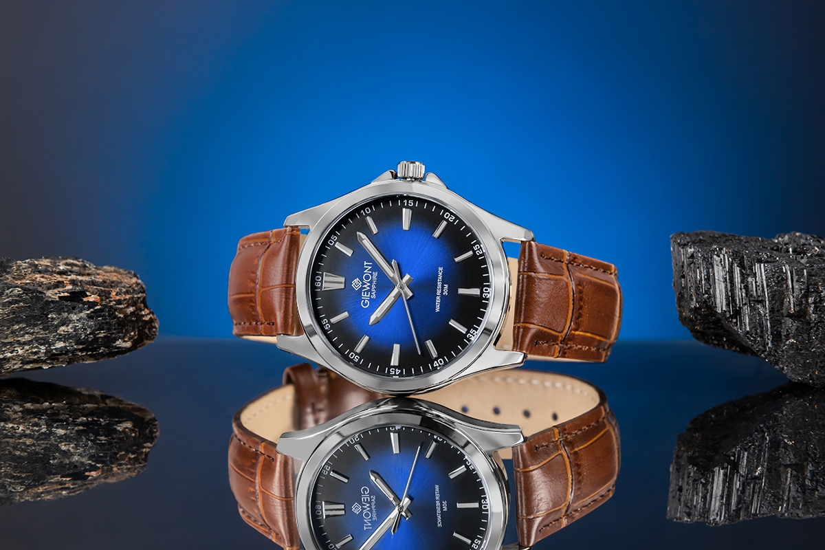 Zegarek Męski Giewont Elegance Sapphire Brązowo Niebieski GW5160-A7 Zegarek Męski Giewont Elegance Sapphire Brązowo Niebieski GW5160-A7