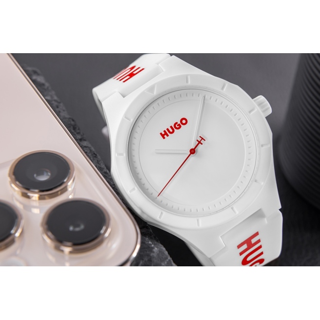 Zegarek Męski HUGO Lit For Him White 1530345 Biały