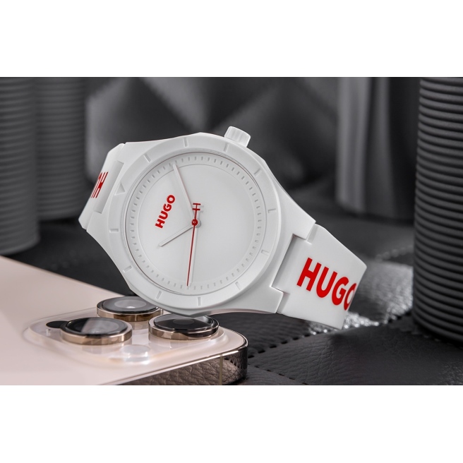 Zegarek Męski HUGO Lit For Him White 1530345 Biały