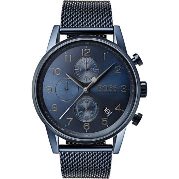 Zegarek męski Hugo Boss Navigator 1513538 na bransolecie granatowej, granatowa tarcza, WR50