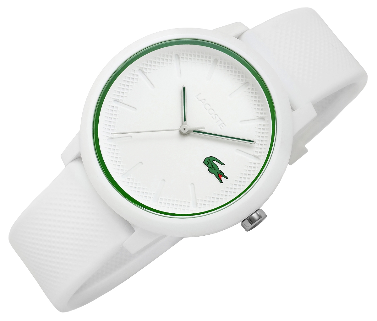 Zegarek męski Lacoste L.12.12 2011169 na pasku białym, biała tarcza - zdjęcie 2 Zegarek męski Lacoste L.12.12 2011169 na pasku białym, biała tarcza - zdjęcie 2