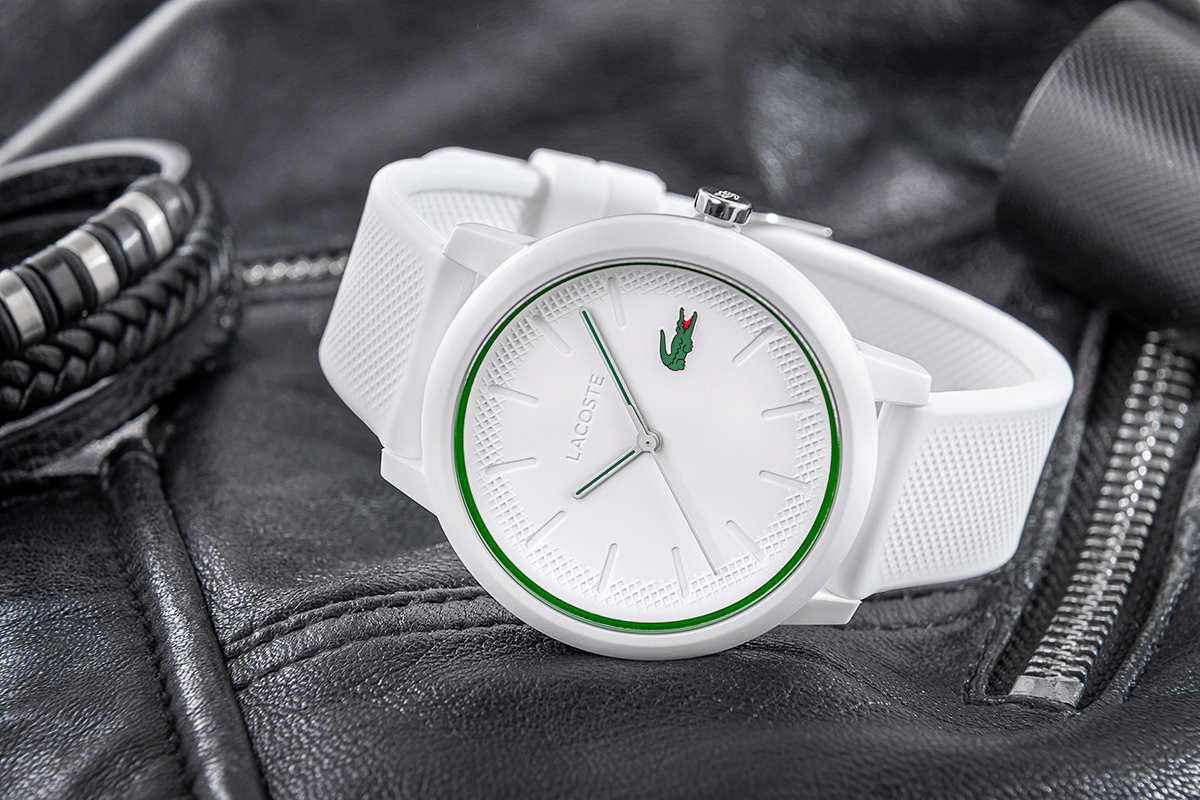 Zegarek męski Lacoste L.12.12 2011169 na pasku białym, biała tarcza - zdjęcie 5 Zegarek męski Lacoste L.12.12 2011169 na pasku białym, biała tarcza - zdjęcie 5