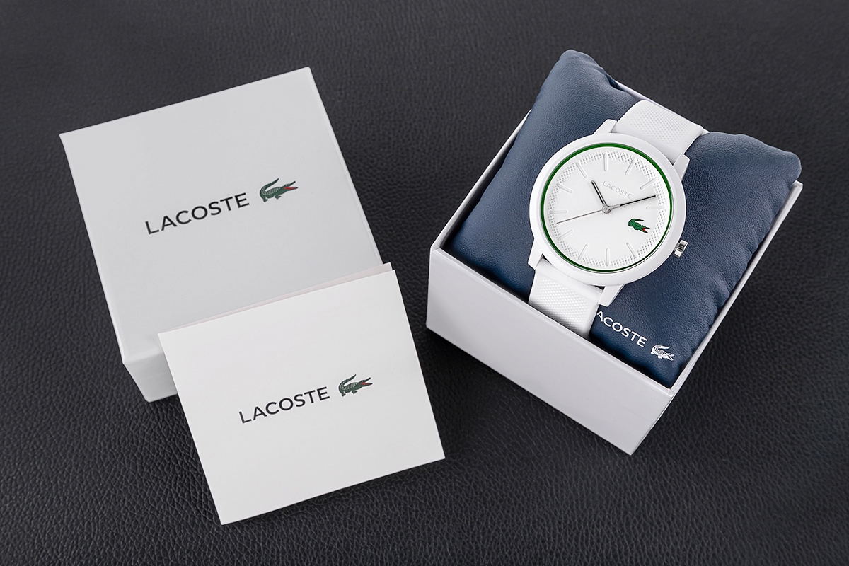 Zegarek męski Lacoste L.12.12 2011169 na pasku białym, biała tarcza - zdjęcie 7 Zegarek męski Lacoste L.12.12 2011169 na pasku białym, biała tarcza - zdjęcie 7