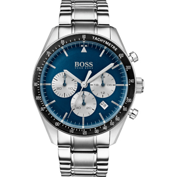 Zegarek męski Hugo Boss Trophy 1513630 na bransolecie srebrnej, niebieska tarcza, WR50