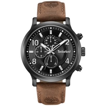 Zegarek męski Timberland Driscoll TDWGF0055701 na pasku brązowym, czarna tarcza