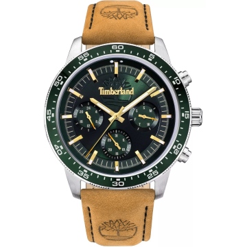 Zegarek męski Timberland Parkman TDWGF0029001 na pasku brązowym, zielona tarcza