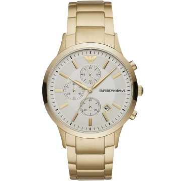 Zegarek męski Emporio Armani Renato AR11332 na bransolecie złotej, złota tarcza, WR50