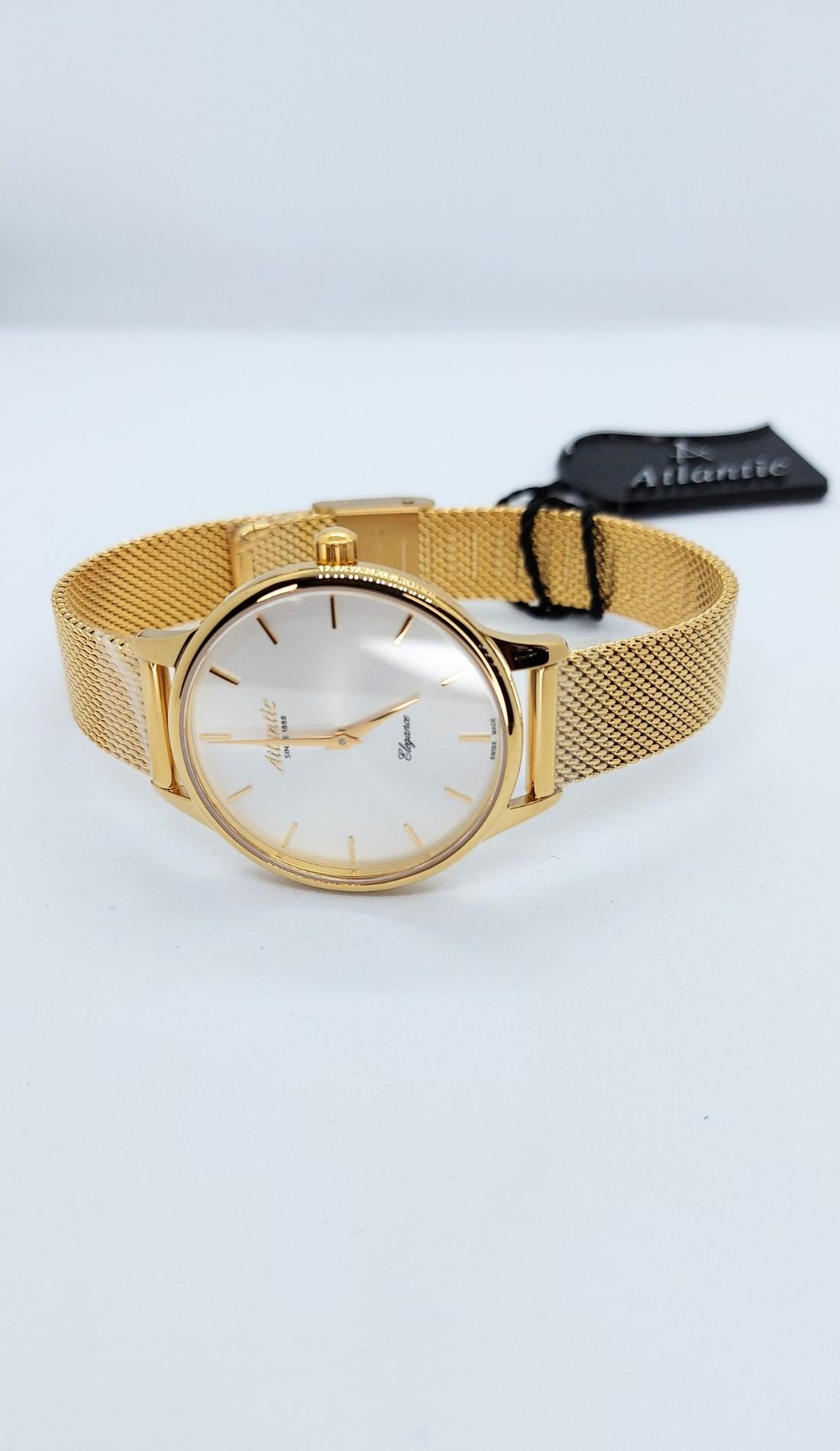 Zegarek damski Atlantic Elegance 29038.45.21MB na złotej bransolecie mesh, srebrna tarcza - zdjęcie 3 Zegarek damski Atlantic Elegance 29038.45.21MB na złotej bransolecie mesh, srebrna tarcza - zdjęcie 3