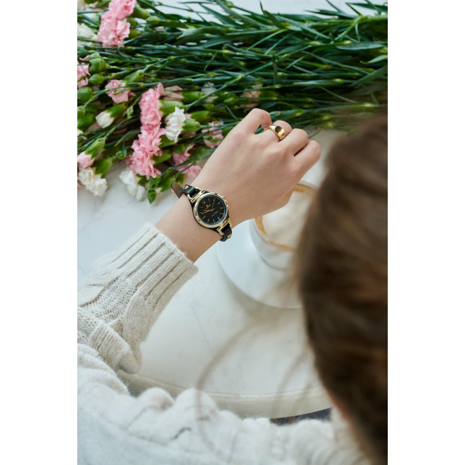 Zegarek damski na czarnym skórzanym pasku G.Rossi 3652A-1A2