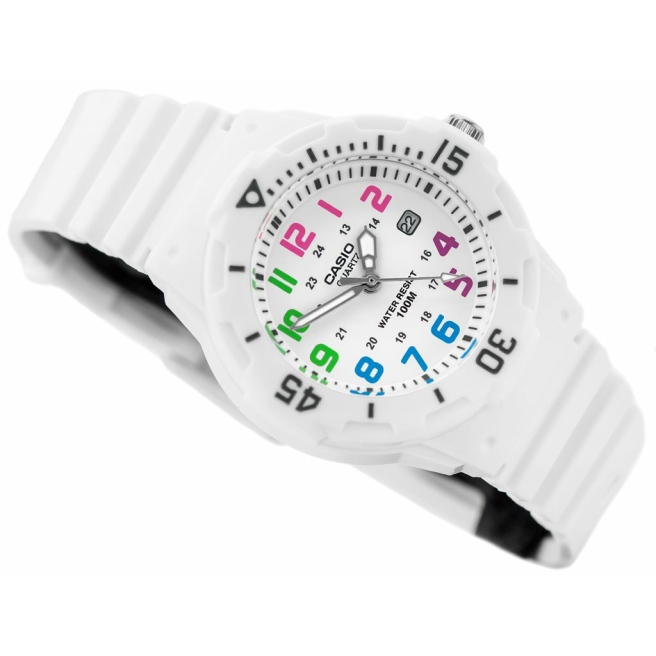 Zegarek dla dziewczynki Biały Kolorowe cyfry Casio LRW-200H-7BVDF