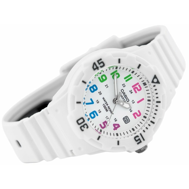 Zegarek dla dziewczynki Biały Kolorowe cyfry Casio LRW-200H-7BVDF