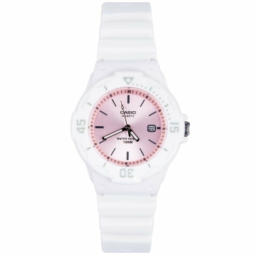 Zegarek dla dziewczynki Casio LRW-200H-4E3VDF na pasku białym, różowa tarcza