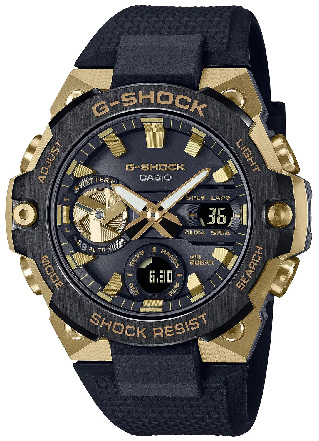 Zegarek męski Casio G-SHOCK G-STEEL BLUETOOTH SYNC GST-B400GB-1A9ER na pasku czarnym, czarna tarcza, WR200 Zegarek męski Casio G-SHOCK G-STEEL BLUETOOTH SYNC GST-B400GB-1A9ER na pasku czarnym, czarna tarcza, WR200