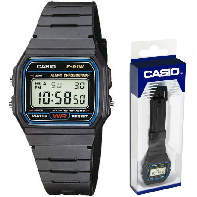 Zegarek męski Czarny Casio F-91W-1YER