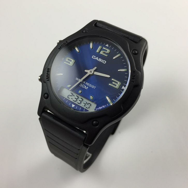 Zegarek męski na czarnym pasku Casio AW-49HE-2AVDF Dual time
