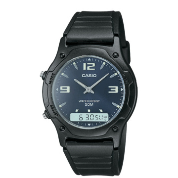 Zegarek męski na czarnym pasku Casio AW-49HE-2AVDF Dual time