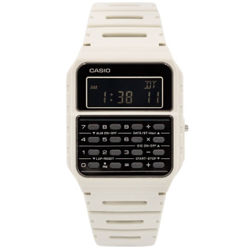 Zegarek uniseks Casio Vintage CA-53WF-8BEF na białym pasku, czarna tarcza